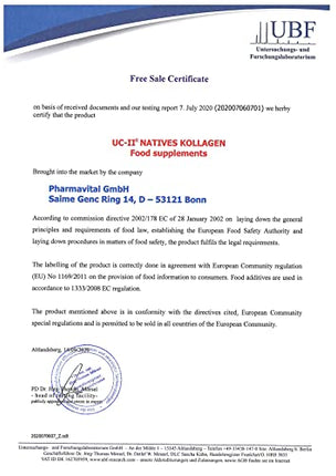 Pharmavital UC-II Native Collagen, 60 kapsulas, augstas devas kolagēna kapsulas no Vācijas, kolagēna un C vitamīna kombinētais uztura bagātinātājs