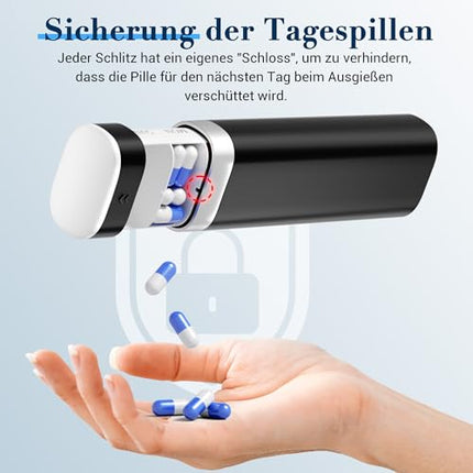 7 dienu tablešu kastīte, Betife BPA nesaturoša ikdienas tablešu kastīte, nedēļas ceļojumu zāļu kastīte, vitamīnu, medikamentu, tablešu kastīte, tablešu organizators lietošanai ceļā (melns)