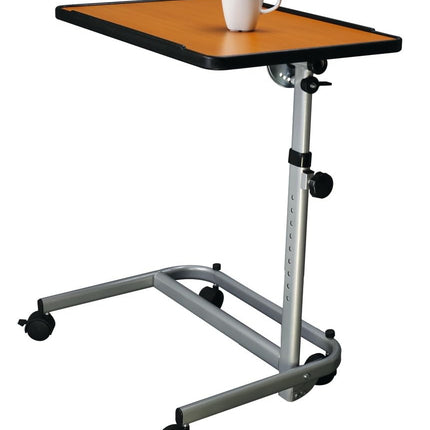 Stock-Fachmann® sānu galdiņš, augstumā regulējams galds aprūpes gultai, galds klēpjdatoram, galds slimnīcai, rehabilitācijas galds, naktsskapītis uz ritentiņiem, pārvietojams sānu galdiņš aprūpes gultai. Krāsa balta vai brūna. Celtspēja līdz 18 kg.