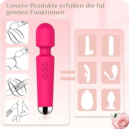 Vibrācija sievietēm, G punkta vibrācija sievietēm, dildo, seksa rotaļlieta sievietēm, 20 vibrācijas režīmi, 8 ātrumi, klusa, ūdensnecaurlaidīga, seksa rotaļlieta sievietēm, īpaši spēcīga (rožu sarkana)
