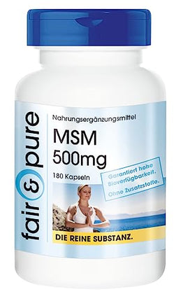 Fair &amp; Pure® - MSM 500 mg kapsulas - 180 kapsulas - metilsulfonilmetāns - vegāns - bez magnija stearāta