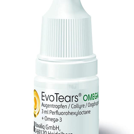 EvoTears® OMEGA acu pilieni sausām un iekaisušām acīm ar Omega 3 - unikāli, pateicoties perfluorheksiloktānam un bezūdens, 3 ml