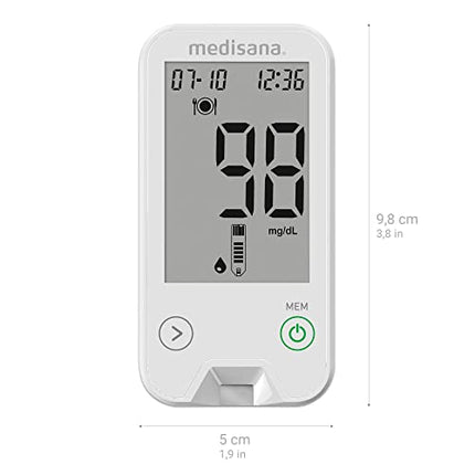 Medisana MediTouch 2 mg/dL asins glikozes mērītājs, sākuma komplekts ar testa strēmelītēm diabēta slimniekiem, lancetēm glikozes līmeņa asinīs kontrolei, diabēta komplekts, eksprestests
