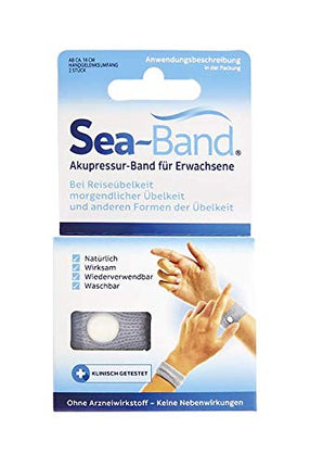 SEA-BAND akupresūras lente pieaugušajiem, 2 gab., pelēka