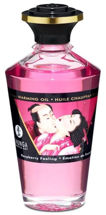 Shunga sildošā masāžas eļļa ar afrodiziaku, balta, aveņu aromāts, 100 ml
