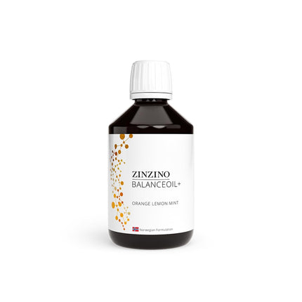 ZinZino BalanceOil+ zivju eļļa ar Omega-3 2478 mg, Omega-9, D3 vitamīnu, tokoferolu, DHA, EPA ar olīveļļas garšu Apelsīnu-Citronu-Piparmētru, 300 ml