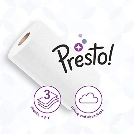Amazon zīmols: Presto! 3 slāņu lielie virtuves papīra rullīši, balti, 18 ruļļi, 1 iepakojums