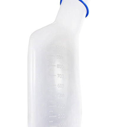 Medi-Inn urīna pudelīte PP 1000 ml vīriešiem, pienaina | ar gultas turētāju