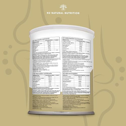 Kolagēna hidrolizāta pulveris ar hialuronskābi, glikozamīnu, C vitamīnu, magniju un silīciju. Kolagēna pulveris. Spēcīga skrimšļu aizsardzība. Locītavu, kaulu, ādas stiprināšana. ES. N2 dabīgais uzturs