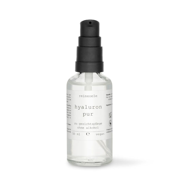 Tīrs hialuronskābes serums, augsta deva, vegāns, piemērots dermarolleram, bez alkohola, jutīgai ādai, 50 ml stikla pudelīte, tīras eļļas, Hyaluron Pur No20