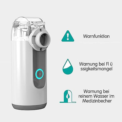 Inhalators bērniem, inhalators pieaugušajiem un bērniem, kluss smidzinātājs, pārnēsājamie inhalatori elpceļu slimībām, inhalators ar iemutni un 2 maskām - pelēks