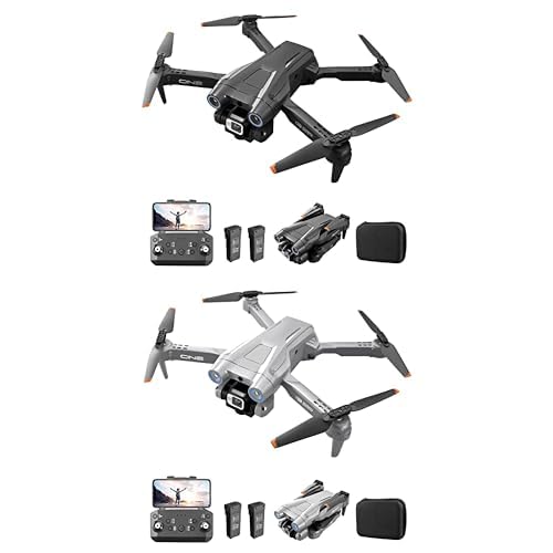 Drona komplekts ar 4K kameru, salokāms RC drons, RC kvadrokopters ar 1080P HD dubulto kameru, FPV pārraidi, 2 baterijām, žestu vadību, augstuma noturēšanu, vienas pogas pacelšanos/nosēšanos, 3D pagriezienus iesācējiem (Sch