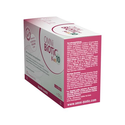 OMNi BiOTiC 10 bērniem | 20 porcijas (50 g) | 10 baktēriju celmi | 10 miljardi baktēriju vienā dienas devā | Pulveris | Ar inulīnu | Vegāns | Bez glutēna | Bez laktozes | Ikdienas lietošanai