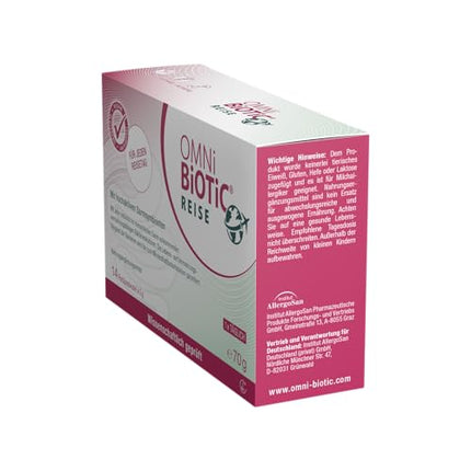 OMNi BiOTiC ceļojumi | 14 porcijas (70 g) | 10 baktēriju celmi | 5 miljardi baktēriju vienā dienas devā | Pulveris | Vegāns | Bez glutēna | Bez laktozes | Ikdienas lietošanai