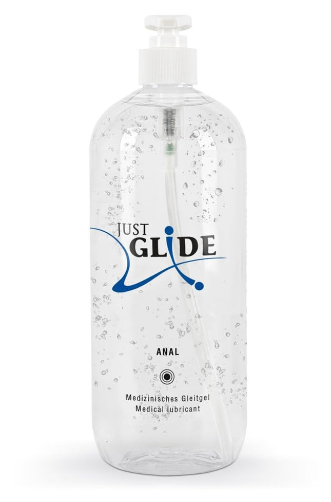 Just Glide Anal - intensīvs anālais lubrikants sievietēm un vīriešiem, uz ūdens bāzes, vegāns, bez taukiem un eļļas, piemērots seksa rotaļlietām un prezervatīviem, 1000 ml