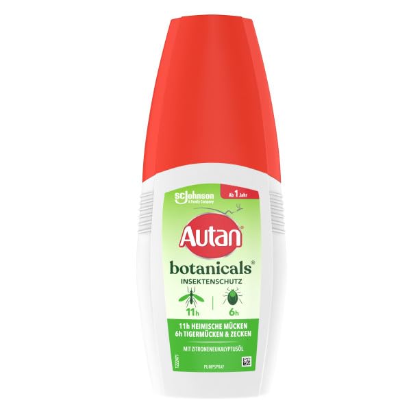 Autan Botanicals pumpveida aerosols kukaiņu atbaidīšanai, dabīga aktīvā viela no citronu eikalipta eļļas, 1 iepakojums (1 x 100 ml)