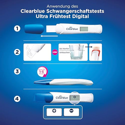 Clearblue grūtniecības tests Ultra Early Test Combo Pack Triple-Check, 3 testi (1 digitālais 10mSV/ml, 2 vizuālie 10mSV/ml), grūtniecības tests / agrīns grūtniecības tests, rezultāti 6 dienas agrāk