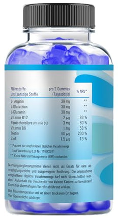 Vihado Blue Men gumijas konfektes - īpaši spēcīga tūlītējas iedarbības formula ar augstu devu - ar L-arginīnu, L-glutationu, L-glutamīnu, 60 gumijas konfektes