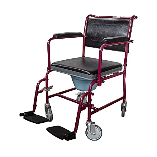 Mobiclinic, Kumodes krēsls ar ritentiņiem, Ancla, Eiropas zīmols, Tualetes sēdeklis vecāka gadagājuma cilvēkiem un cilvēkiem ar invaliditāti, Tualetes sēdeklis, Salokāmi roku balsti, Noņemami kāju balsti, Vāks, Bordo