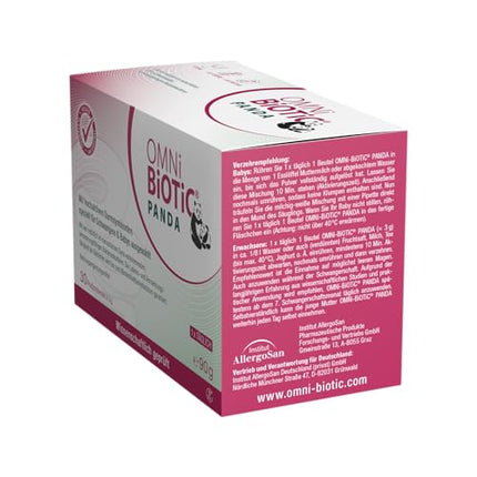 OMNi BiOTiC PANDA, 30 porcijas (90 g), 4 baktēriju celmi, 3 miljardi baktēriju vienā dienas devā, pulveris, vegāns, bez glutēna, bez laktozes, ikdienas lietošanai, piemērots mātei un bērnam