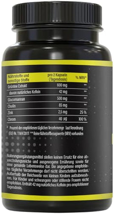 BRNR EASY BRNR Light Formula 5-in-1, vielmaiņas ārstēšana ar holīnu, asins cukura līmeņa formula ar hromu, šķiedrvielām, glikomanānu, zaļās tējas ekstraktu, 120 kapsulas