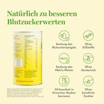 Almased 2. tipa pulveris cukura līmeņa asinīs un HbA1c līmeņa pazemināšanai – zems glikēmiskais indekss 27 – 1 x 500 g – 10 porcijas
