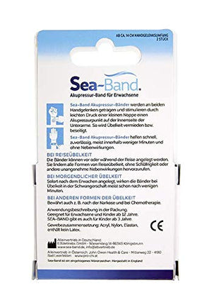 SEA-BAND akupresūras lente pieaugušajiem, 2 gab., pelēka