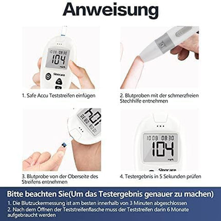 sinocare Safe-Accu asins glikozes testa strēmeļu komplekts, 50 asins glikozes testa strēmeles (tikai Safe-Accu asins glikozes mērītāja testa uzvarētājam)