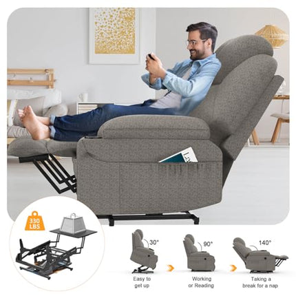 YONISEE TV krēsls, elektriski regulējams, stāvus stāvošs masāžas krēsls ar masāžas siltuma funkciju, senioru krēsls, relaksējošs atpūtas krēsls ar kāju balstu, 2 sānu kabatām un krūzīšu turētāju, USB portiem