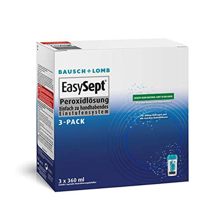 Bausch + Lomb EasySept peroksīda šķīdums mīksto kontaktlēcu tīrīšanai, bez konservantiem, ar trauku, 3 x 360 ml