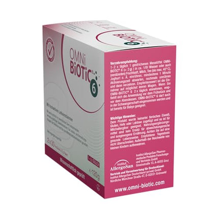 OMNi BiOTiC 6 | Stikls | 60 porcijas (120 g) | 6 baktēriju celmi | 4 miljardi baktēriju vienā dienas devā | Pulveris | Ar inulīnu | Vegāns | Bez glutēna | Bez laktozes | Ikdienas lietošanai