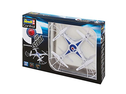 Revell vadības kvadrokopters Go! Triks, 6 asu žiroskops, ātruma līmeņi un apgāšanās funkcija, bezgalvas režīms, liels uzlādējams LiPo akumulators, iekļauts USB lādētājs, precīza tālvadības pults