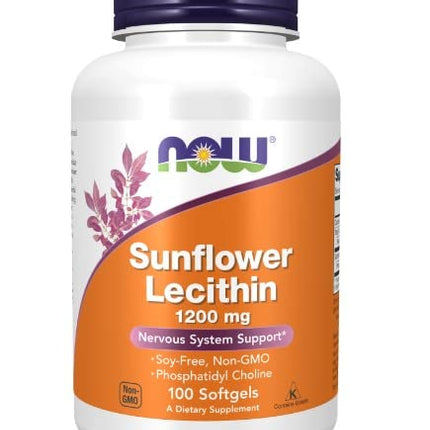 Now Foods, saulespuķu lecitīns, 1200 mg, 100 mīkstās kapsulas