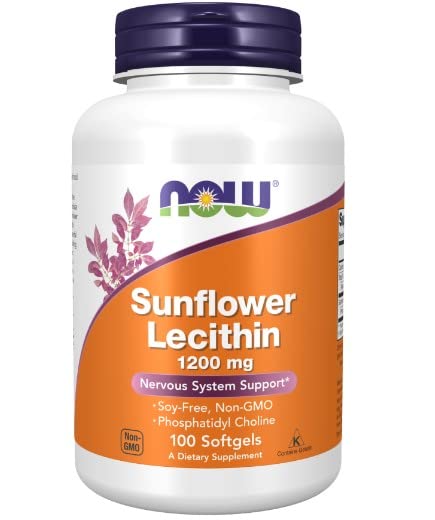 Now Foods, saulespuķu lecitīns, 1200 mg, 100 mīkstās kapsulas