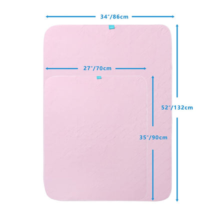 Beedsooth 2 ūdensnecaurlaidīgu mazgājamu nesaturēšanas ieliktņu komplekts 70 × 90 cm, elpojoši, absorbējoši, mīksti flīsa ieliktņi bērniem vai pieaugušajiem, rozā