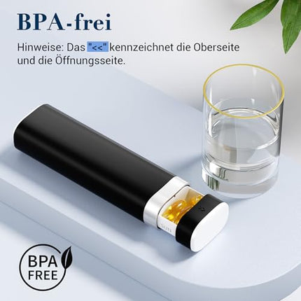 7 dienu tablešu kastīte, Betife BPA nesaturoša ikdienas tablešu kastīte, nedēļas ceļojumu zāļu kastīte, vitamīnu, medikamentu, tablešu kastīte, tablešu organizators lietošanai ceļā (melns)