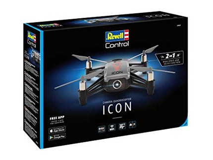 Revell vadības kameras kvadrokopters ICON | 2 vadības iespējas | Optiskās plūsmas tehnoloģija | Sejas atpazīšana | Žestu vadība | HD kamera | 10 minūšu lidojuma laiks | Piemērots lietošanai iekštelpās un ārpus tām