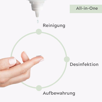 MAGNIVISION All-in-One Solution Comfort, 100 ml (ceļojuma izmērs) mīkstajām kontaktlēcām, mīksto kontaktlēcu tīrīšanai un uzglabāšanai, bez borāta, ražots Eiropā