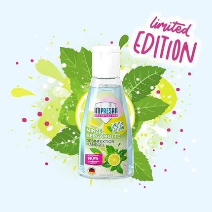 IMPRESAN dezinfekcijas roku gels ar piparmētru un bergamotes aromātu, ierobežotas izlaiduma | Roku dezinfekcijas līdzeklis praktiskā ceļojumu izmērā | 55 ml