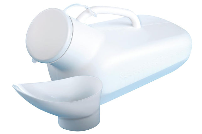 Maximex urīna pudelīte Unisex, ar cieši aizveramu aizdari un mērogu līdz 800 ml, piemērota arī sievietēm, izmēri (platums x augstums x dziļums): 32,5 x 15 x 10 cm