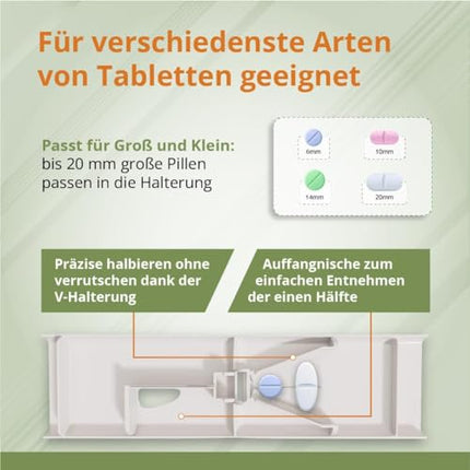 Exakt® planšetdatora sadalītājs — vienkārša un precīza planšetdatora dalīšana — bez traumu riska — praktisks lietošanai ceļā — planšetdatora griezējs, planšetdatora sadalītājs, viegli lietojams pat vecāka gadagājuma cilvēkiem