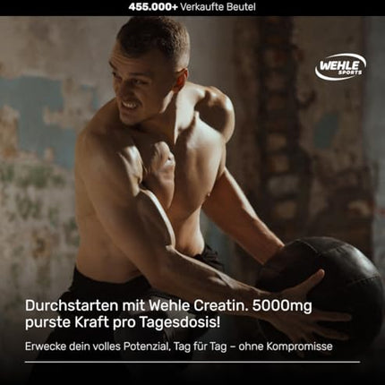 Kreatīna monohidrāts 1kg pulveris Tīrs mikronizēts kreatīns Kvalitatīva sieta 200 - optimāli augsta deva 100% vegāns - Wehle Sports (1000g)