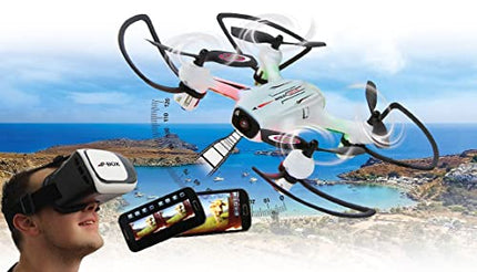 JAMARA 422029 - Angle 120 Altitude HD Wifi VR, inkl. VR-Brille, Altitude Hold Adjustment, Kompass/Flyback, Track following - Flugbahn-Planung-Modus,120° Weitwinkel-Kamera,Unterspannungswarnung,40 KM/h