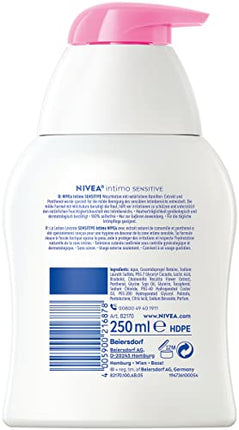 NIVEA Intimo Wash Lotion Sensitive (250 ml), intīmās zonas mazgāšanas gels ar pienskābi, kumelīšu ekstraktu un pantenolu, intīmās zonas mazgāšanas losjons jutīgai ādai