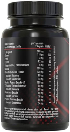 MENCRAFT MEN DIRECT - Vīriešu īpaši stipras kapsulas - INSTANT formula ar augstu devu - ar L-arginīnu, maka, Tribulus Terrestris, žeņšeņu, 60 kapsulas