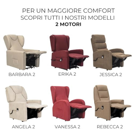 POLTRONE ITALIA Jessica 2 Motors PERSONALIZĒTS atpūtas krēsls ar medicīnisko ierīci, 4 riteņi, mikro atsperu sēdeklis, pūkains kamieļkrāsas