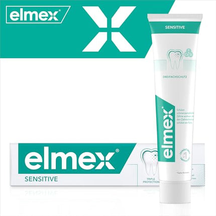 elmex Sensitive zobu pasta 2x75ml – maiga zobu tīrīšana un aizsardzība jutīgiem zobiem – klīniski pierādīta stipru zobu uzturēšanai un aizsardzībai pret kariesu