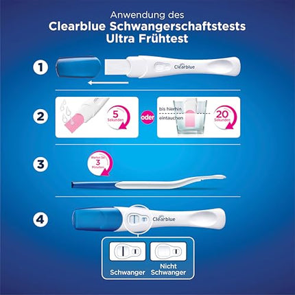 Clearblue grūtniecības testa kombinētais iepakojums — dubultā pārbaude agrīnai un nedēļai, 2 testi (1 digitālais 25 mSV/ml, 1 vizuālais 10 mSV/ml), grūtniecības tests, agrīns grūtniecības tests, grūtniecības nedēļas noteikšana