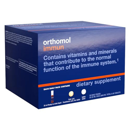 Orthomol Immun - Mikroelementi imūnsistēmas atbalstam - ar C vitamīnu, D vitamīnu un cinku - Dzeramās ampulas/tabletes, 30 dienas porcijas