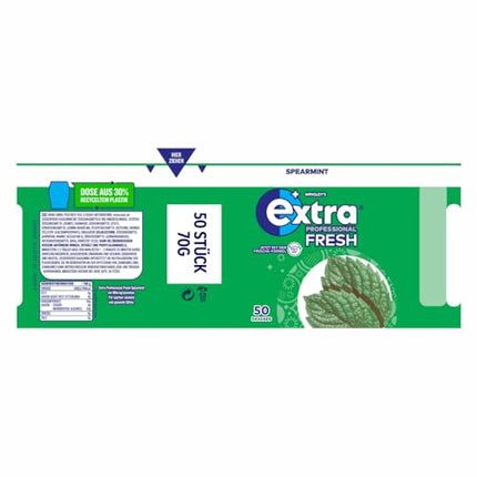 Extra Professional košļājamā gumija, svaiga zaļā piparmētra, 50 dražejas